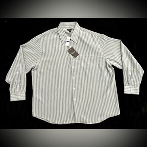 NWT VAN HEUSEN Men's Shirt Size XXL 18-18.5 Striped Mirage Gray Long Sleeve